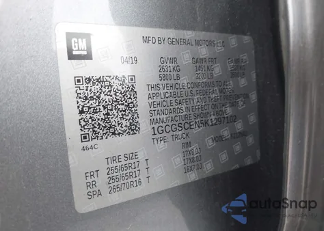 2019 Chevrolet Colorado Lt из США, поврежденный, VIN 1GCGSCEN5K1297102